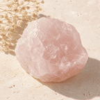 Natural raw rose quartz stone with pale pink color and texture