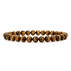 Tigers Eye Bracelet with glossy golden brown round beads centered on a clean white background